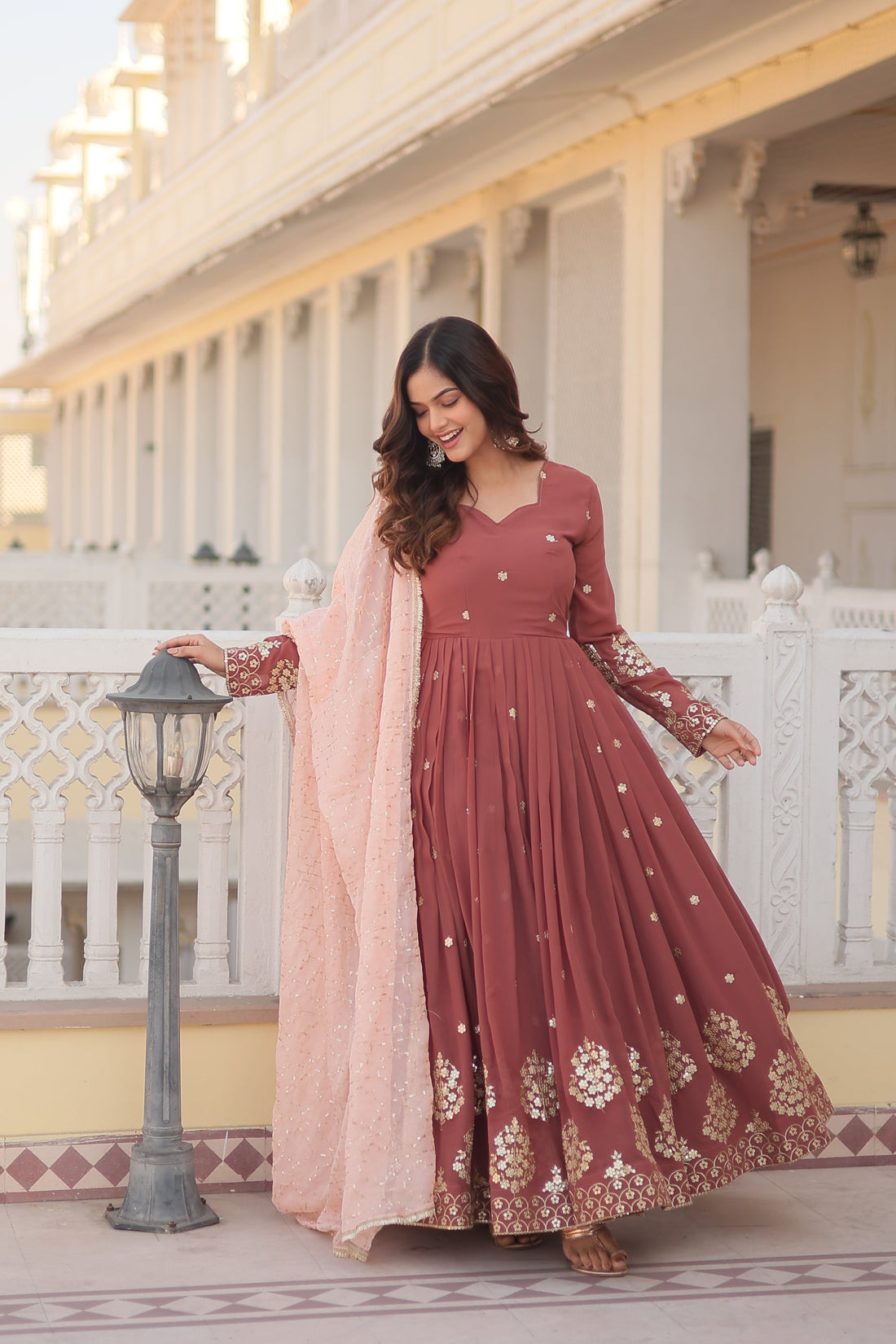 Premium Designer Zari Thread Gown