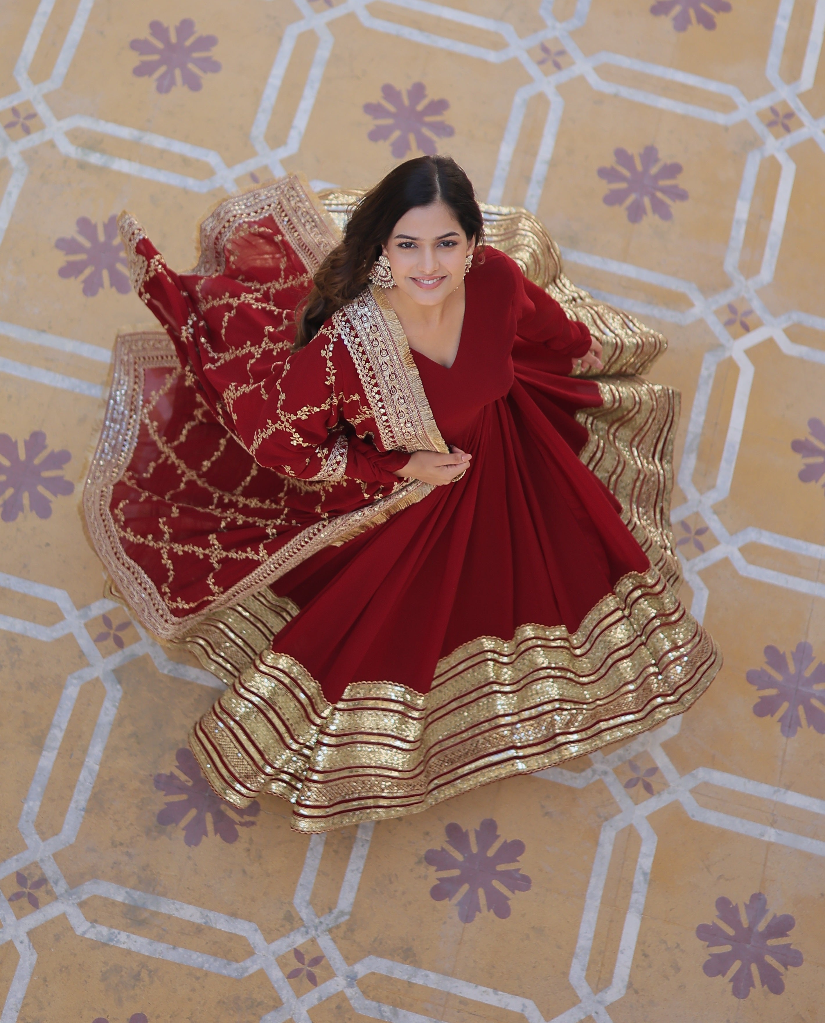 Maroon Designer Readymade Gown