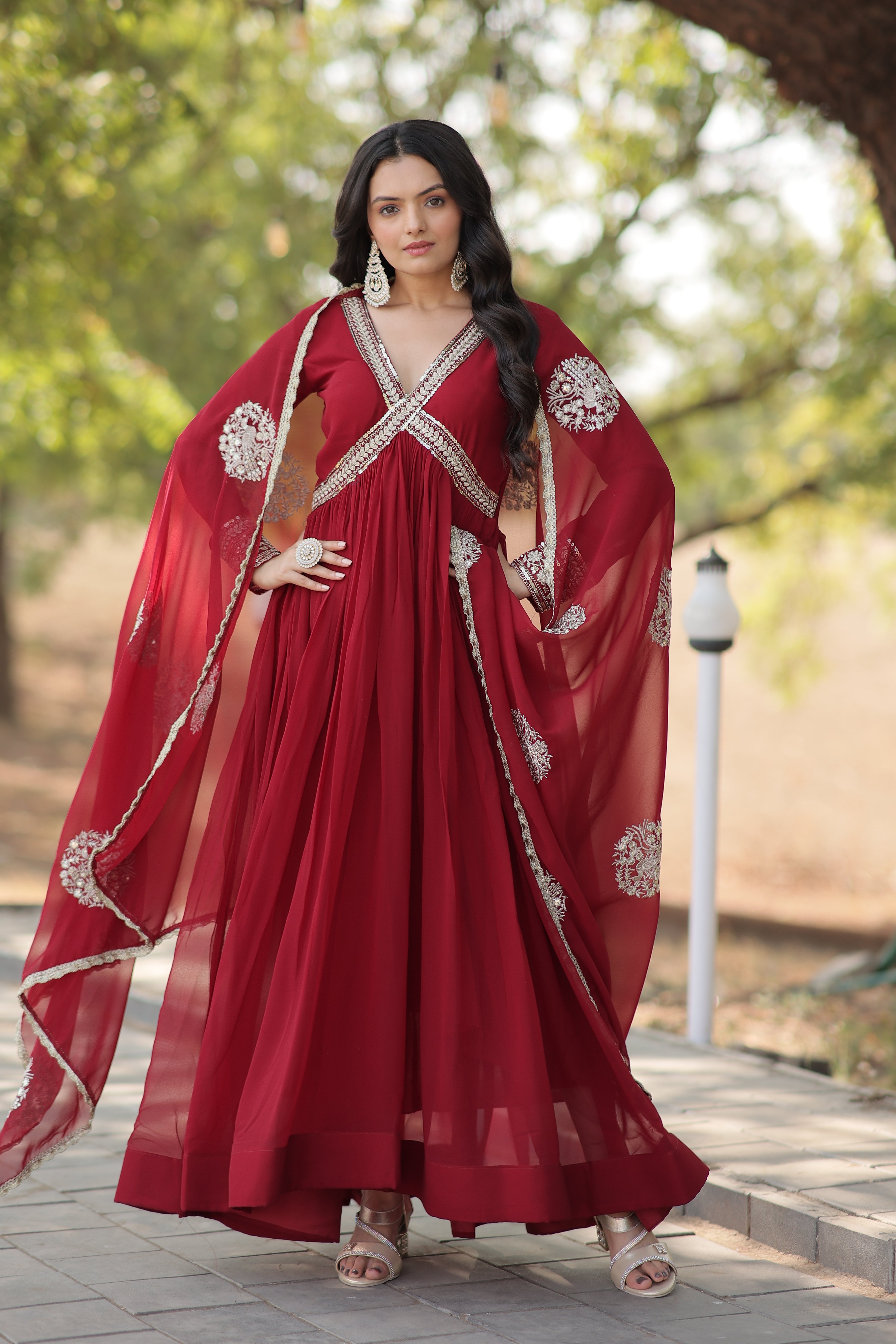 Premium Alia Cut Gown With Dupatta Set
