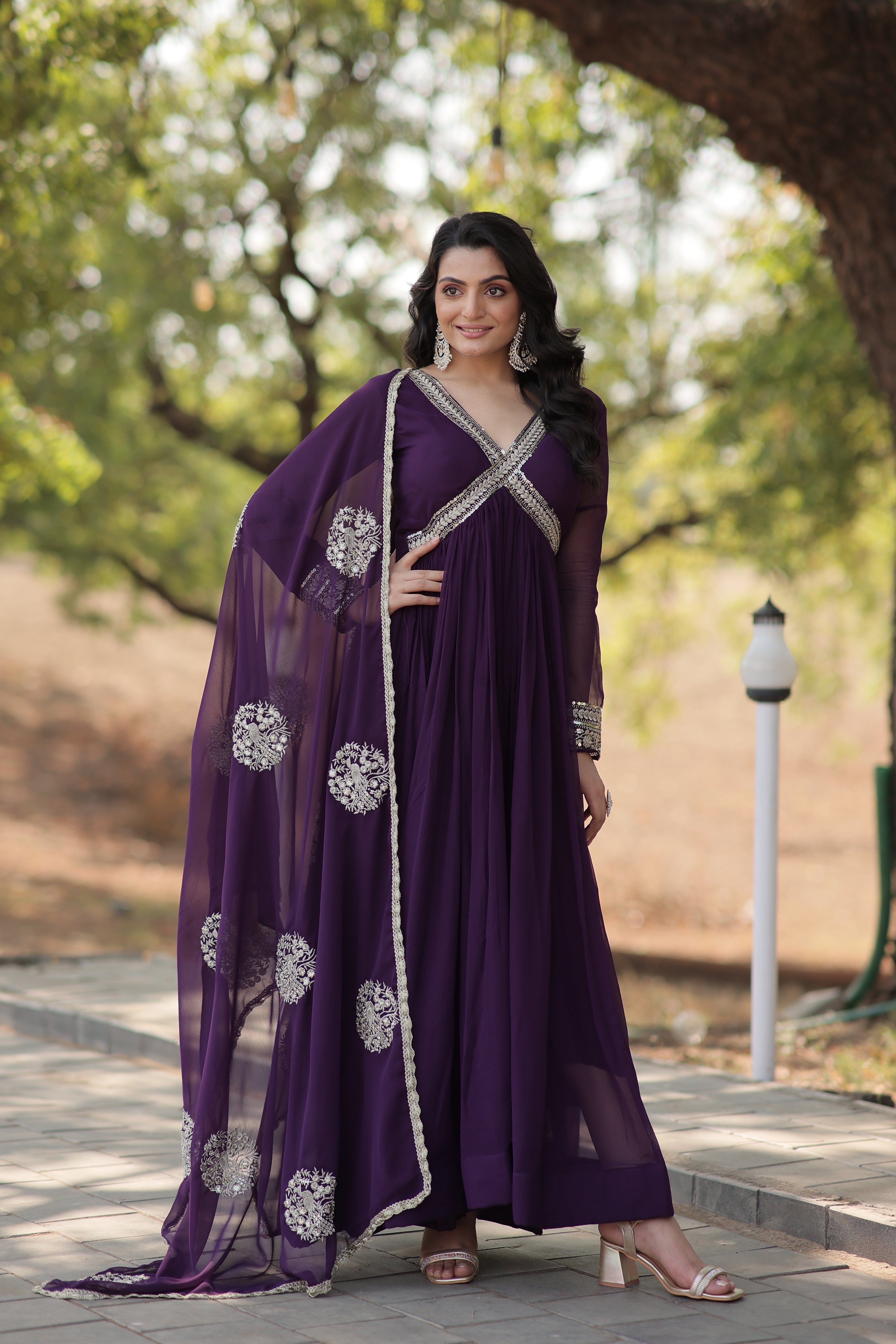 Premium Alia Cut Gown With Dupatta Set