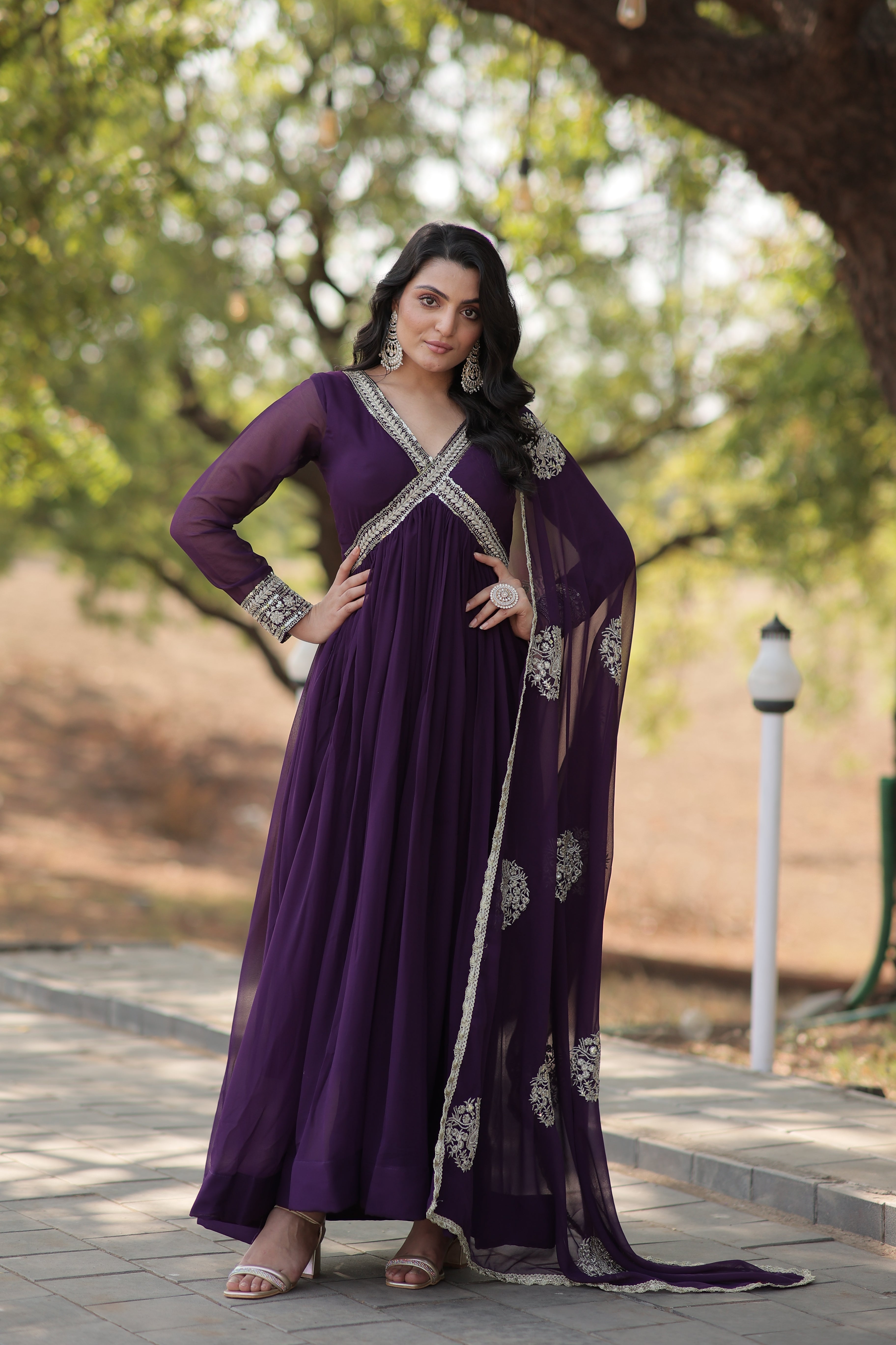 Premium Alia Cut Gown With Dupatta Set