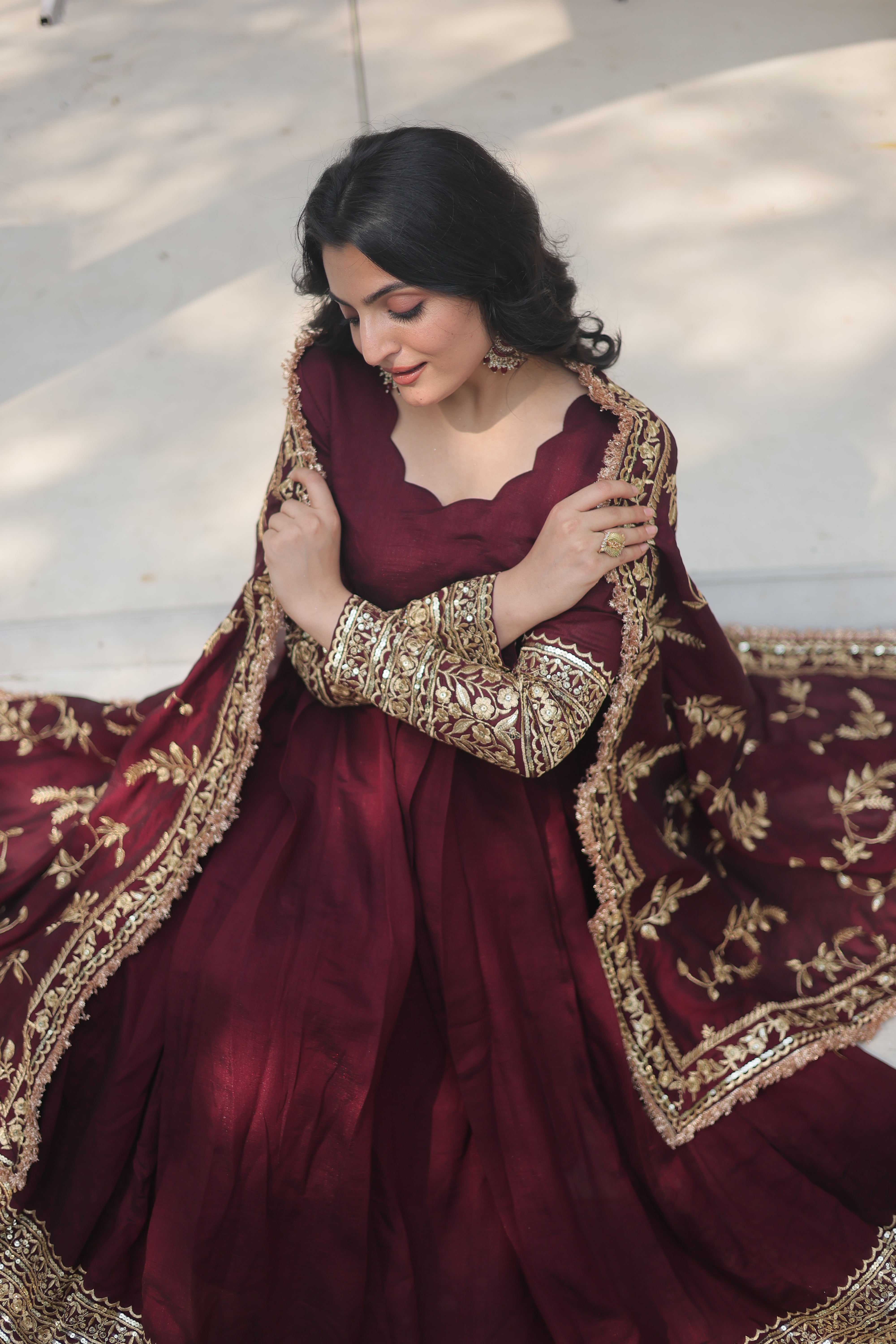 Beautiful Shimmer Gown With Dupatta