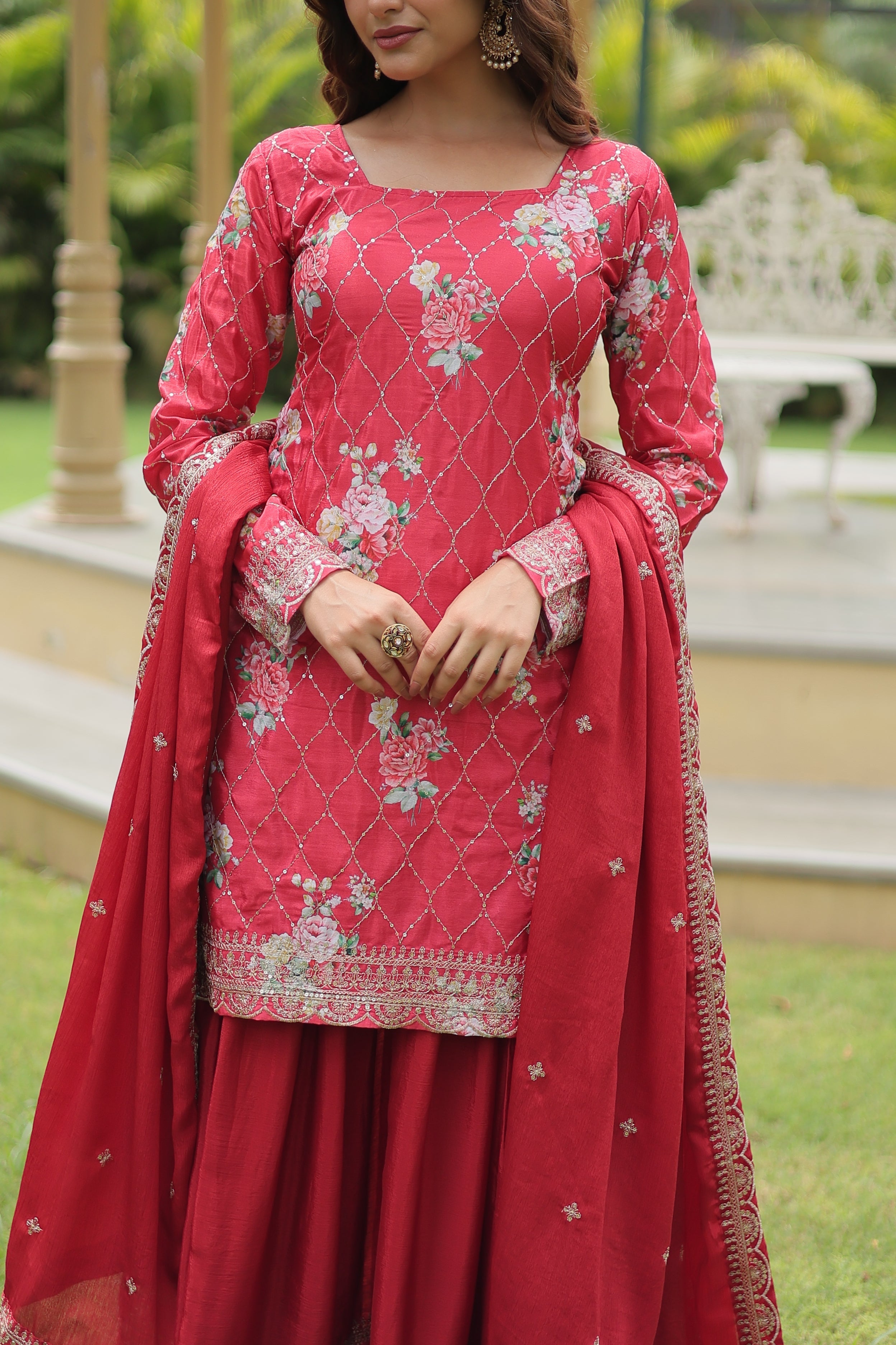 DESIGNER READYMADE KURTI PLAZO DUPATTA SET