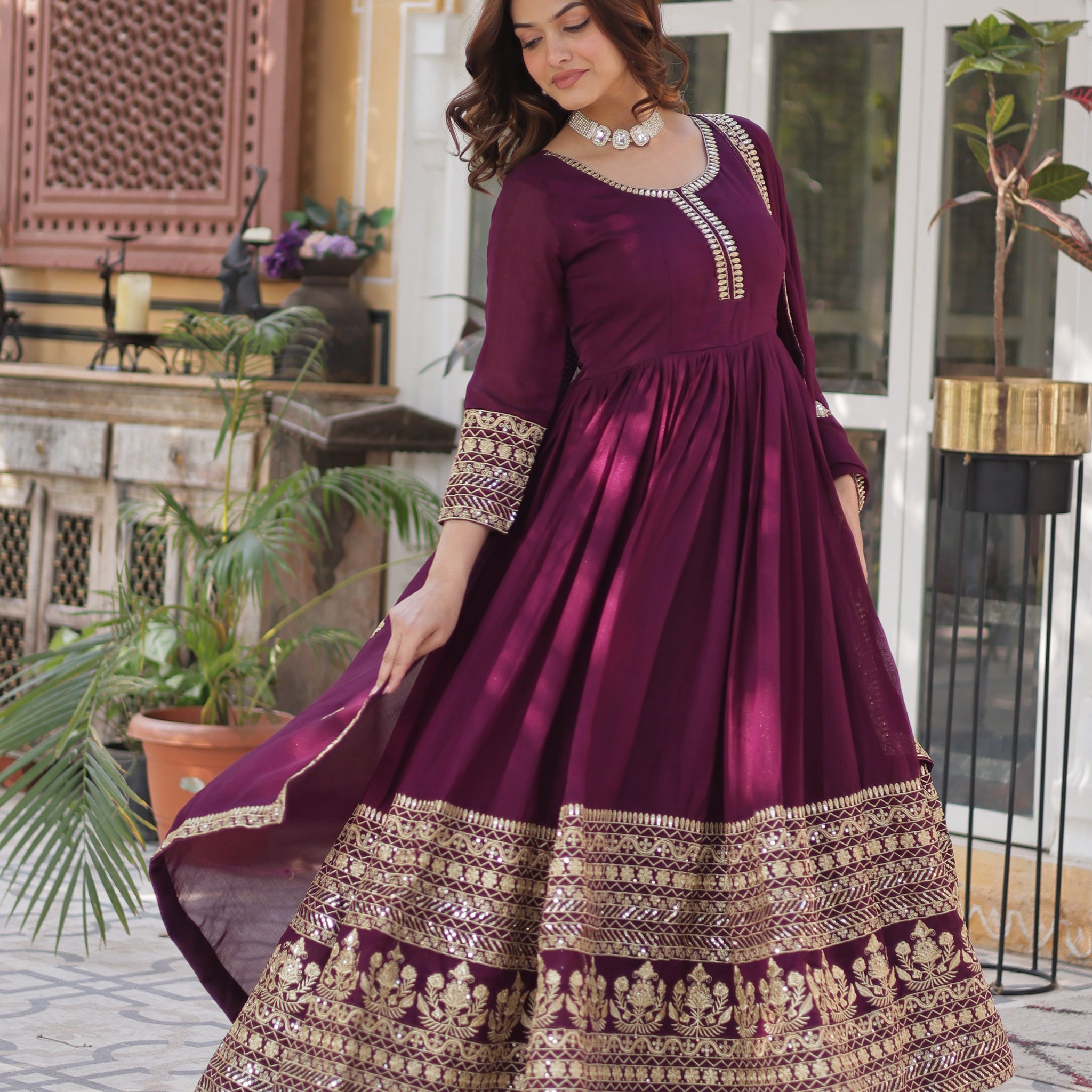 Royal Shimmer Rich Sequin Work Gown