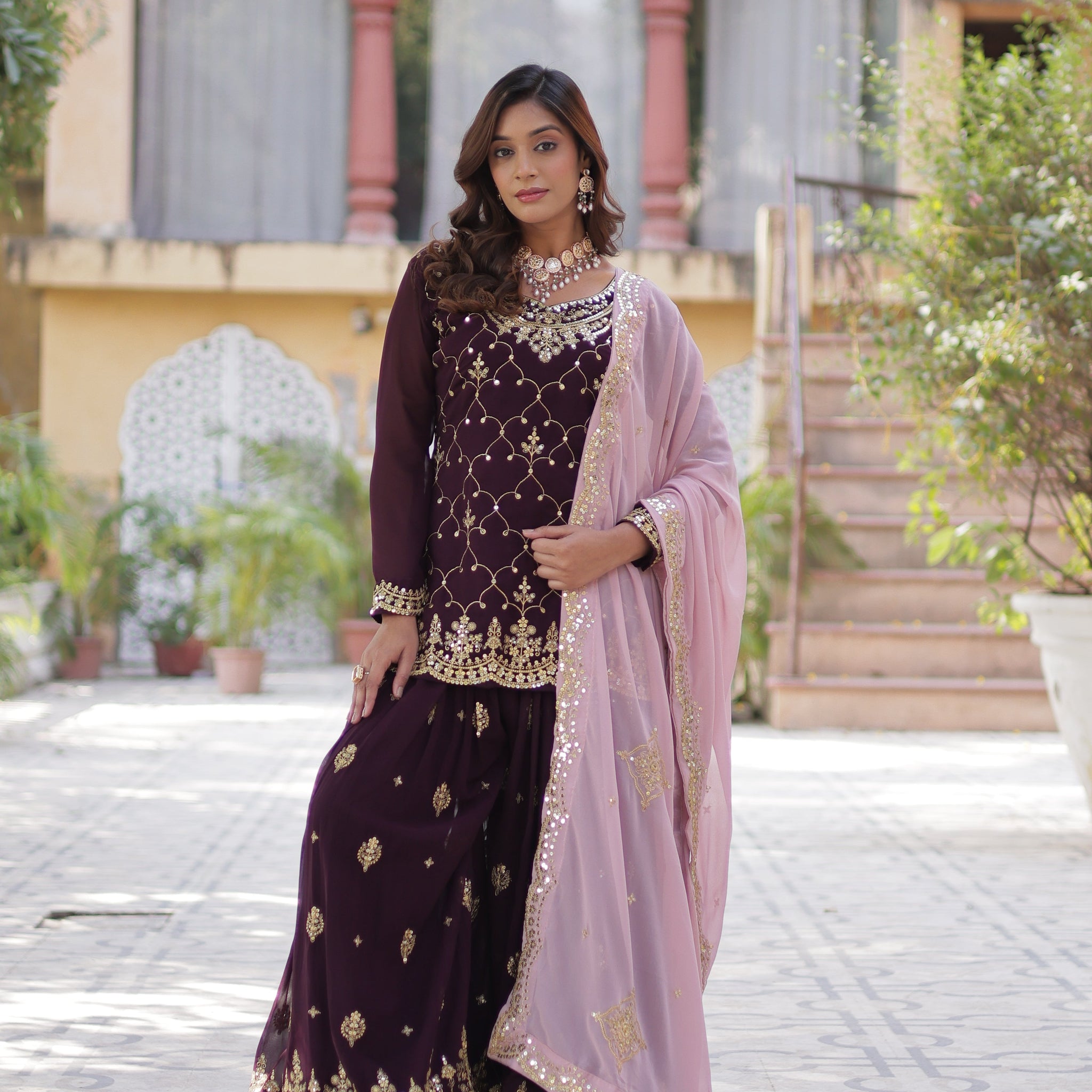 Premium Designer Readymade Kurti Palazo Dupatta Set