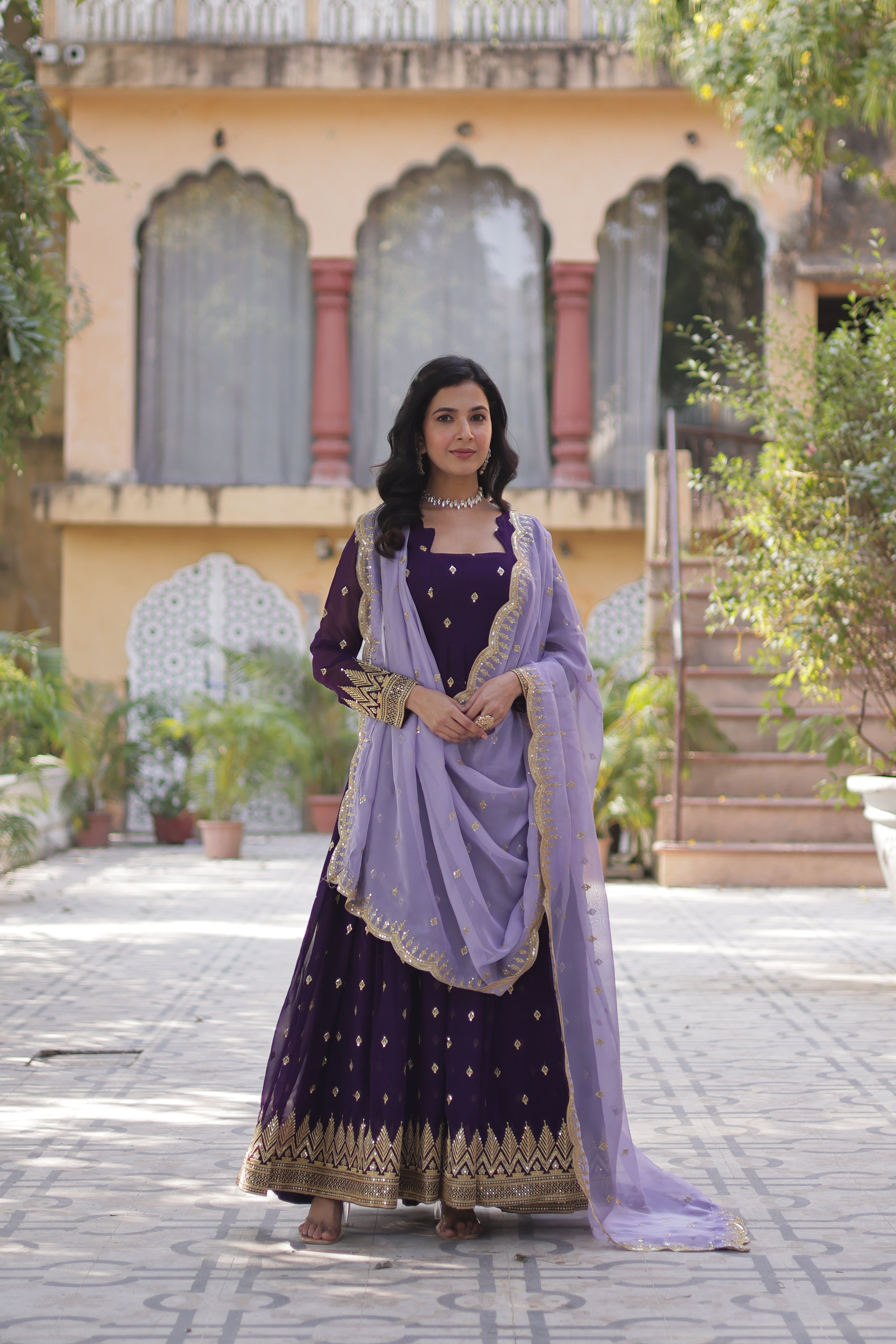 Blooming Gown with Embroidery Zari Sequins-work
