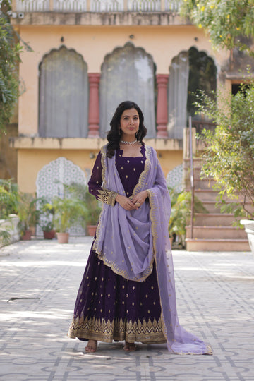 Blooming Gown with Embroidery Zari Sequins-work