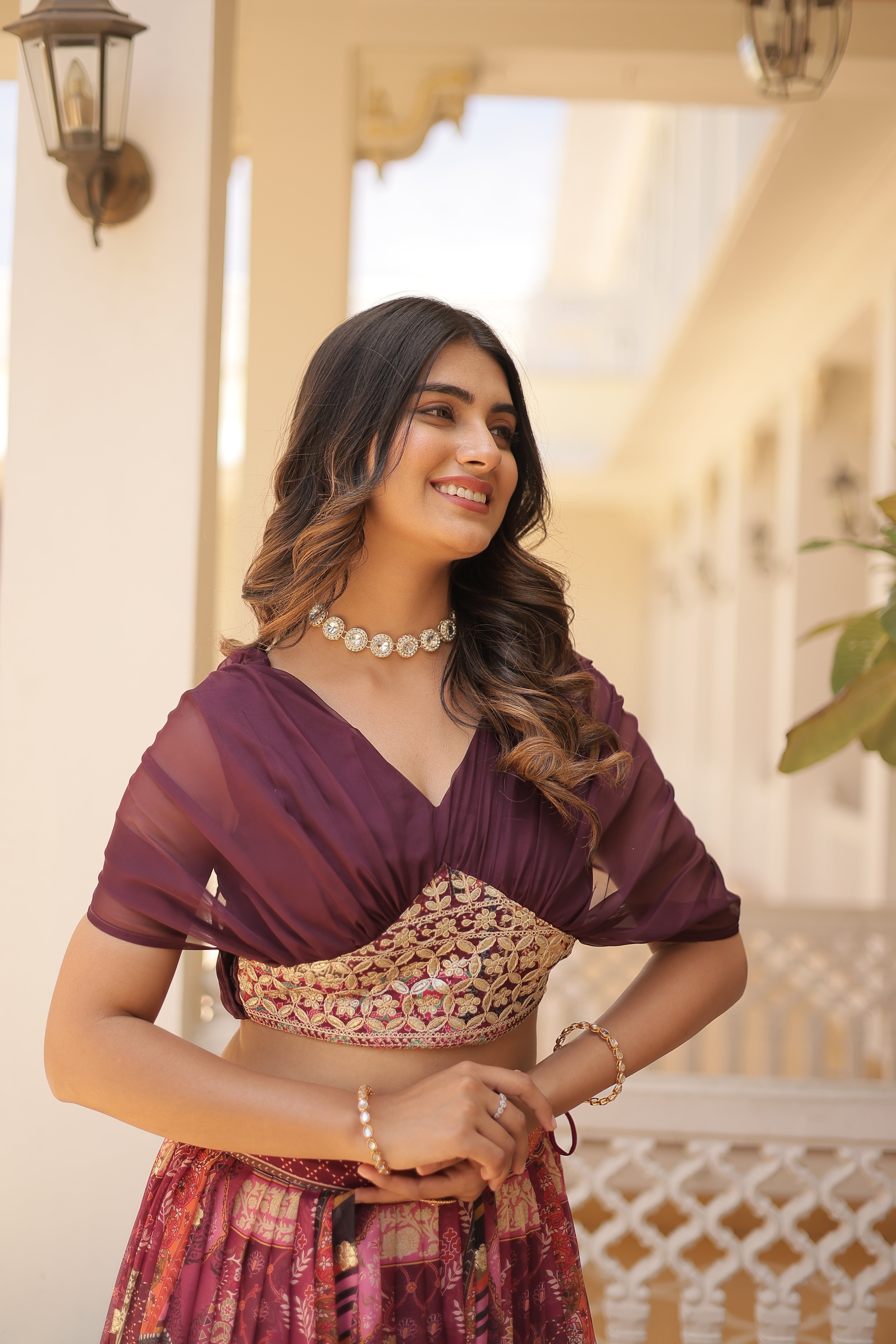 Beautiful Foil Printed Lehenga With Embroidery Work