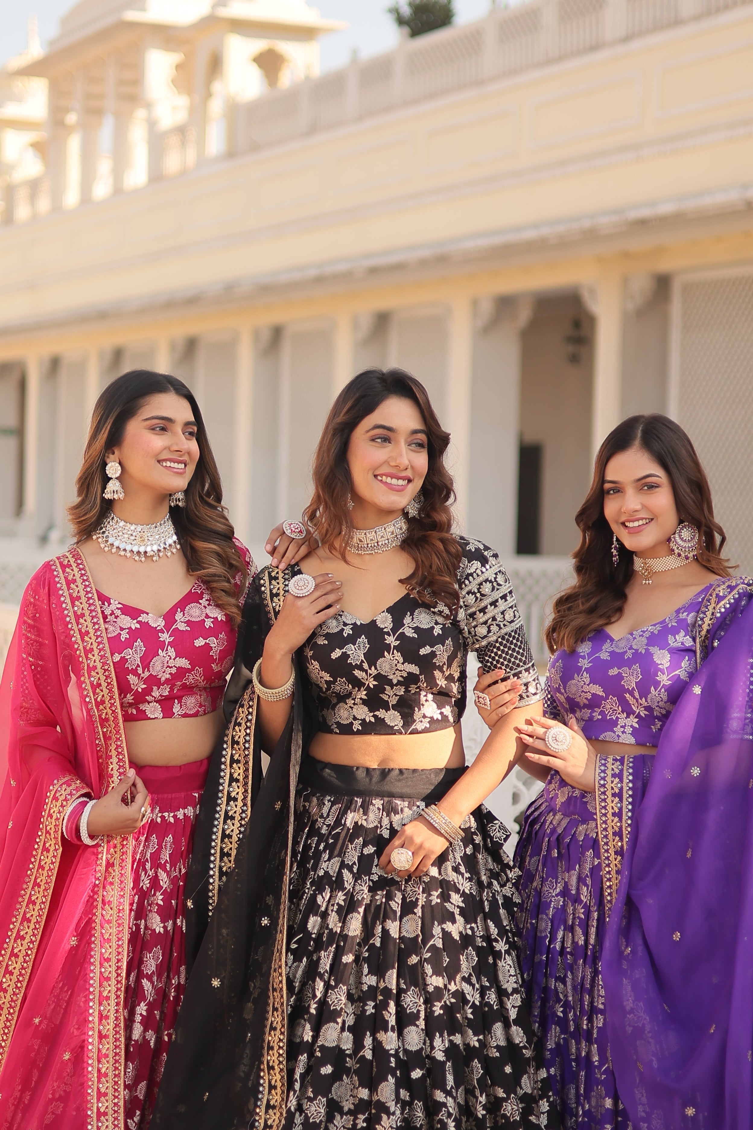 Black Designer Dyeable Pure Viscose Jacquard fabric Lehenga Choli & Dupatta Set