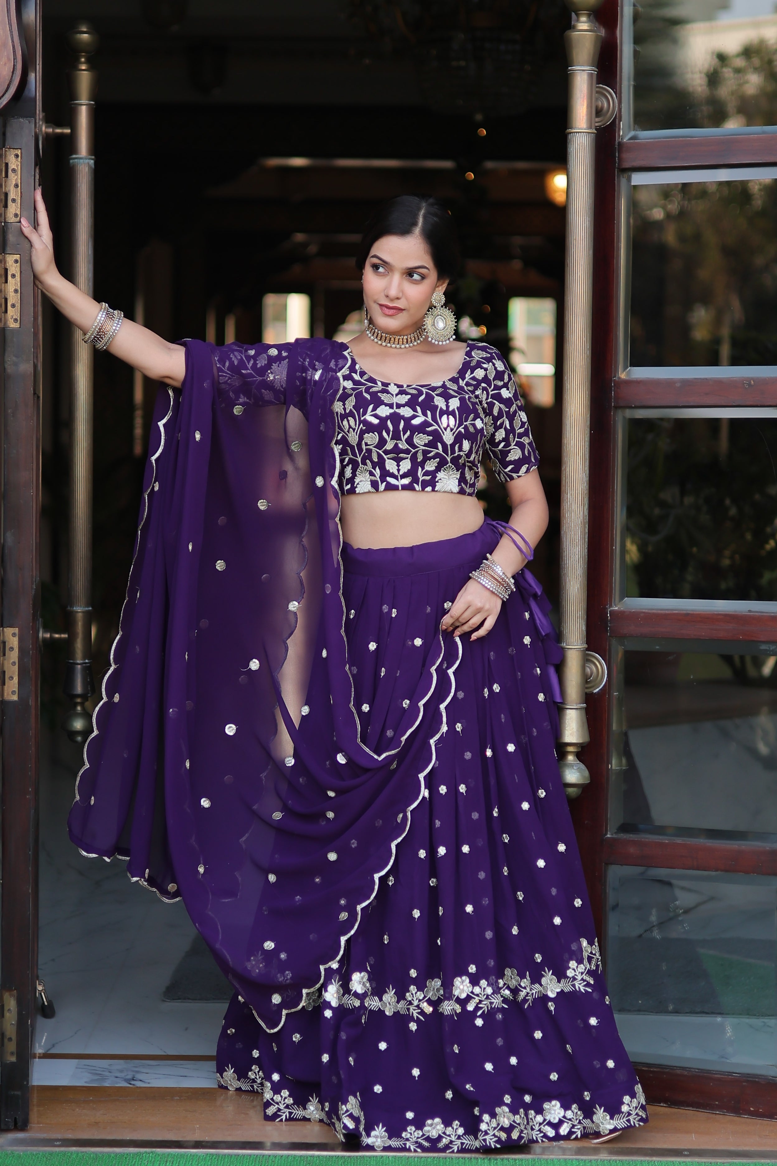 Faux Blooming Lehenga Choli With Dupatta Set