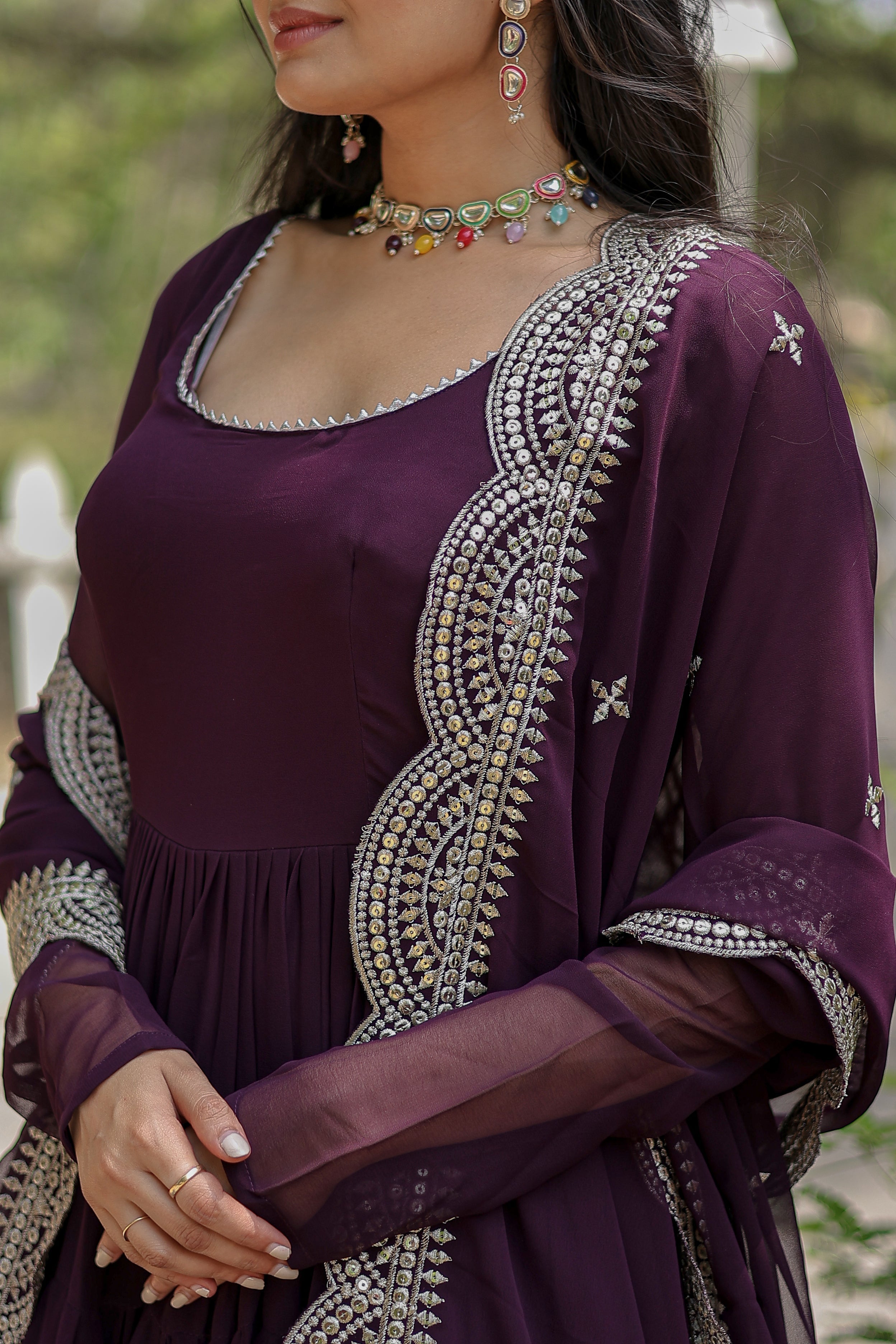Faux Blooming Gown With Embroidered Dupatta
