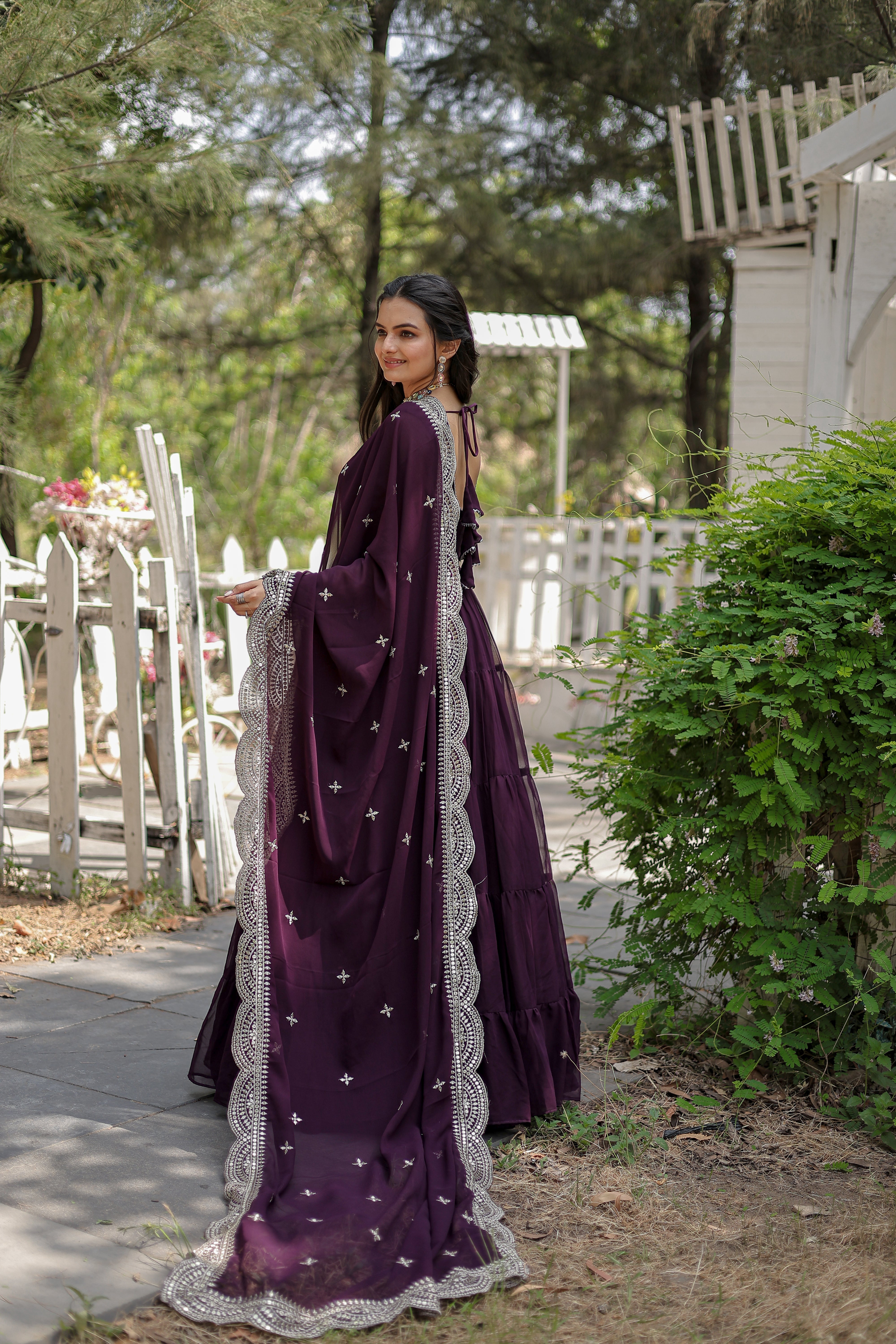 Faux Blooming Gown With Embroidered Dupatta