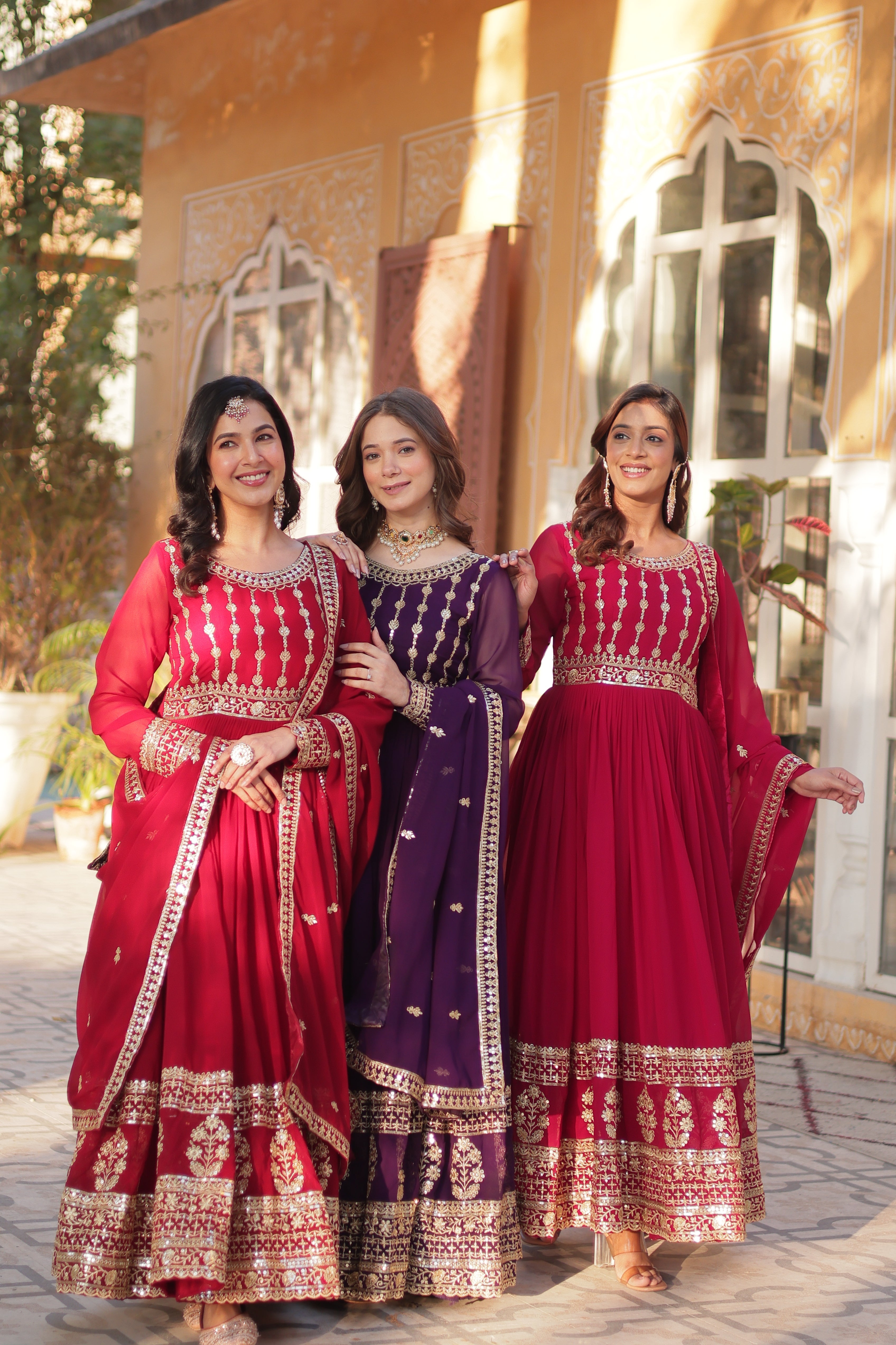 Faux Blooming Gown with Embroidery Dupatta